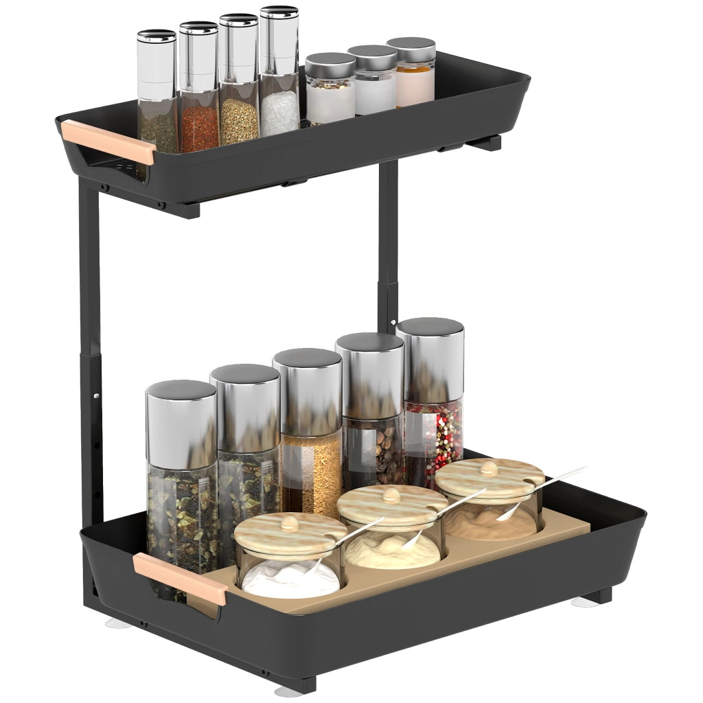 Scaffale cucina regolabile con 2 cestelli ¨C Xylo ¨C metallo nero 40x30x33,5-42cm