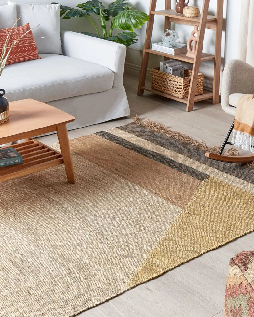 Tappeto Multicolore Juta Motivo Geometrico 160 x 230 cm Rustico Boho