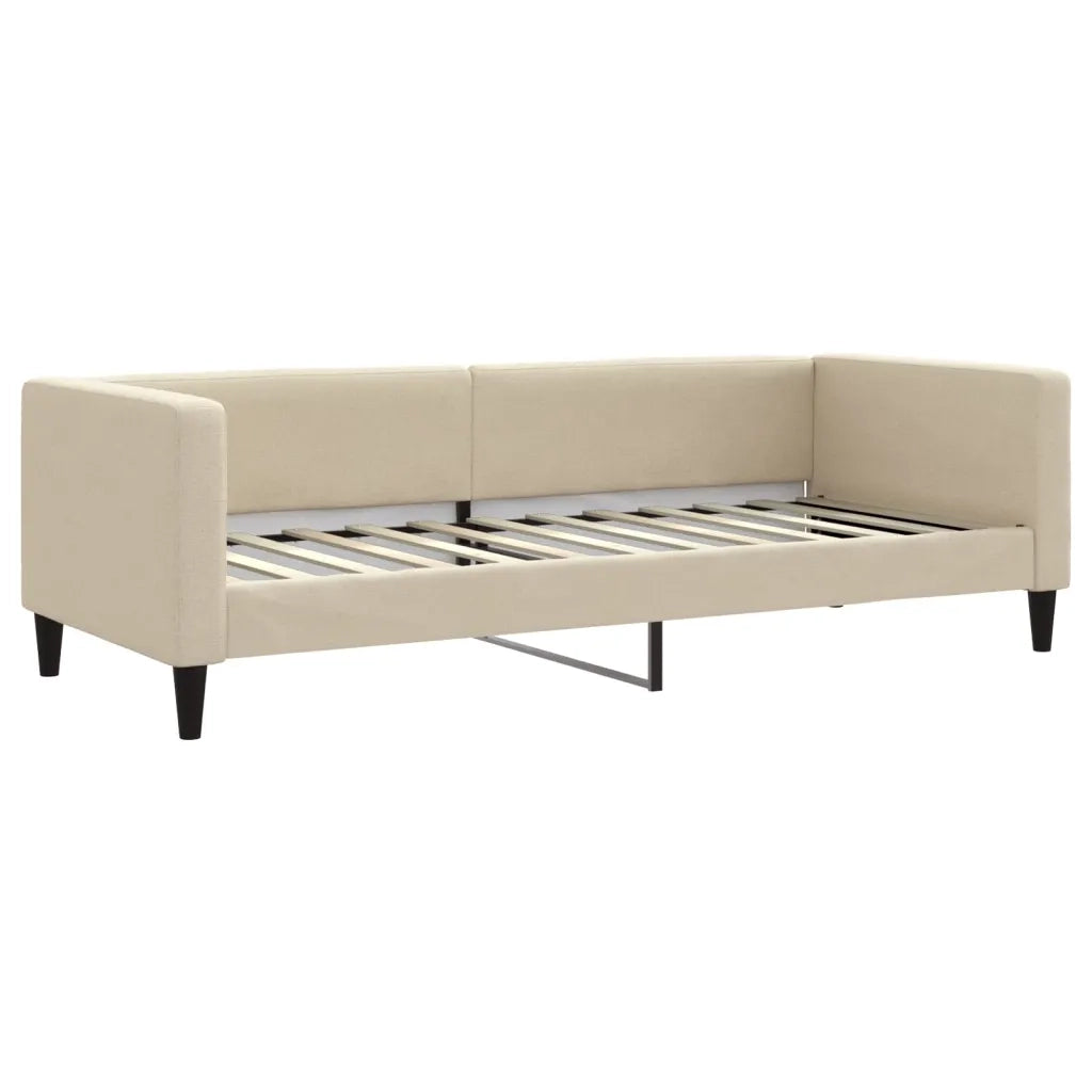 Divano Letto Estraibile con Materassi Crema 80x200 cm Tessuto 3196595