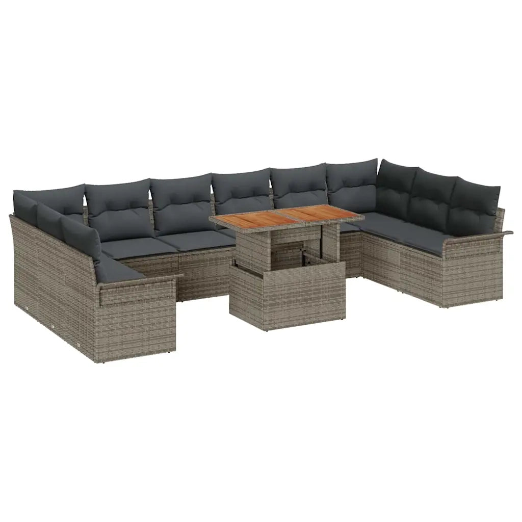 Set Divano da Giardino con cuscino 11 pcs Grigio polyrattan 3349383