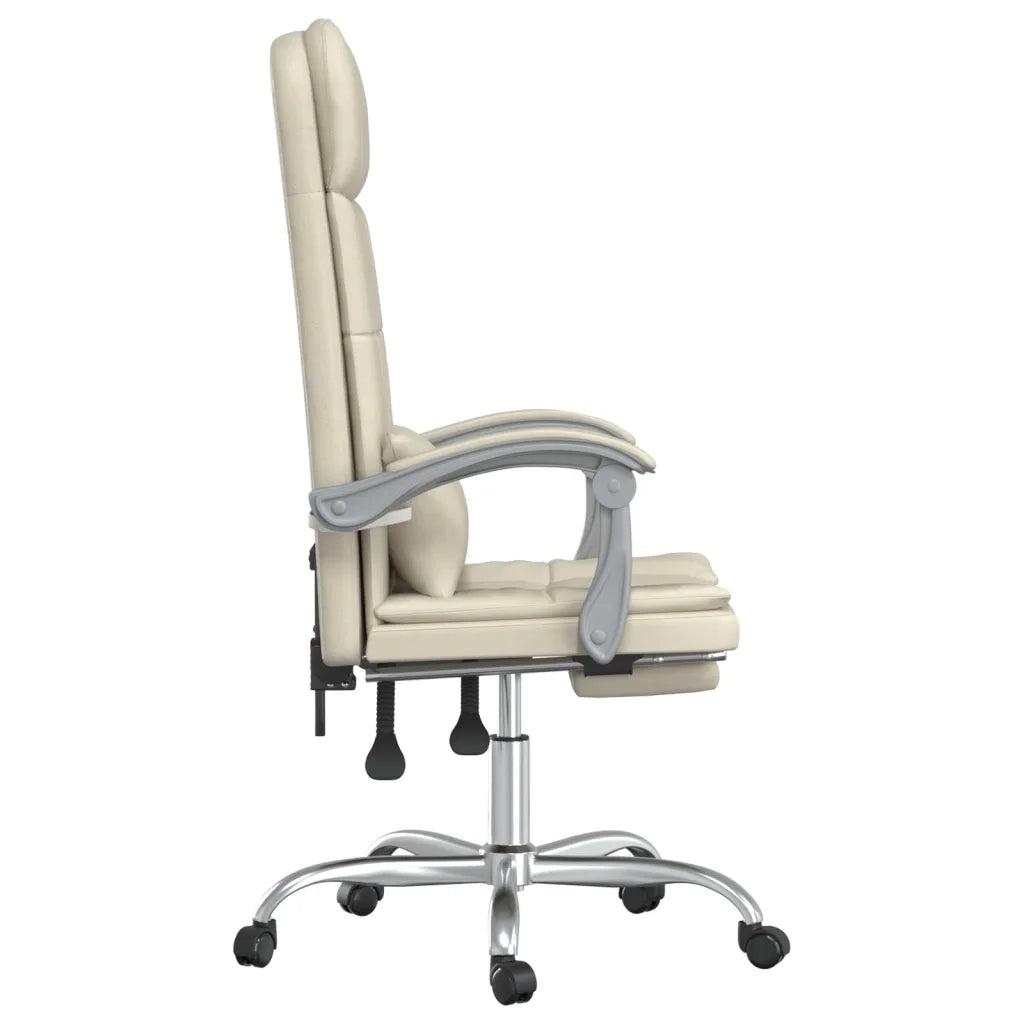 Poltrona da Ufficio Massaggiante Reclinabile Crema Similpelle 349710