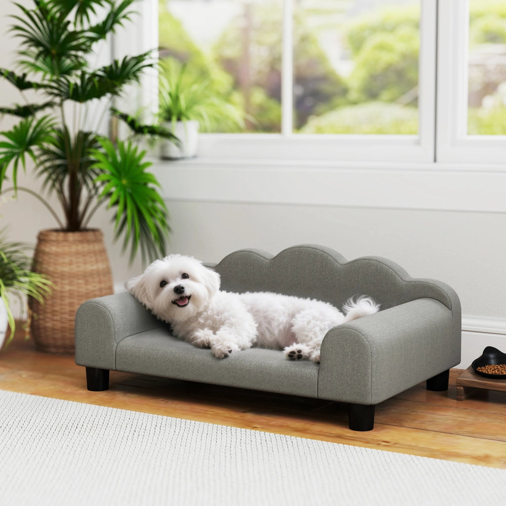 Divano per Cani ¨C Minimal ¨C Legno e Tessuto 66x42x28.5 cm Grigio