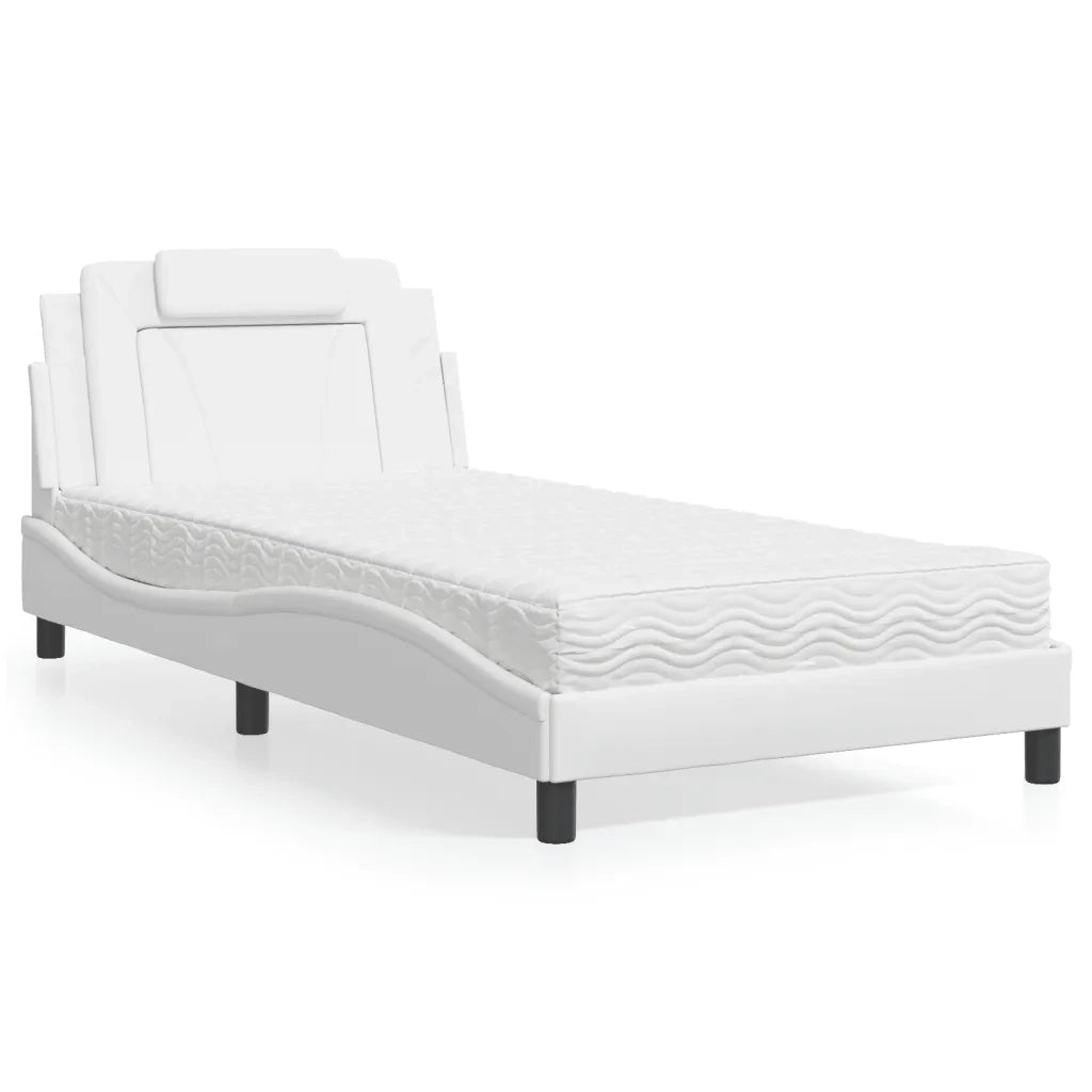 Letto Viana con Materasso Bianco 100x200 cm in Similpelle