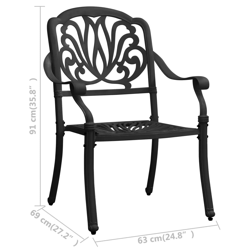 Sedie da Giardino 2 pz in Alluminio Pressofuso Nero 315568