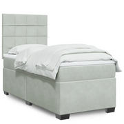 Giroletto a Molle con Materasso Grigio Chiaro 90x190 cm Velluto 3290786