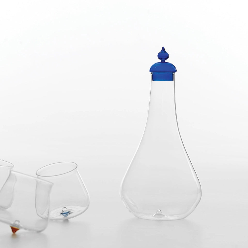 Zafferano Set 6 Bicchieri Tumbler Serie Pirolo in Vetro Borosilicato Blu Design Rotante e Obliquo Resistente agli Shock Termici per Tavola Moderna