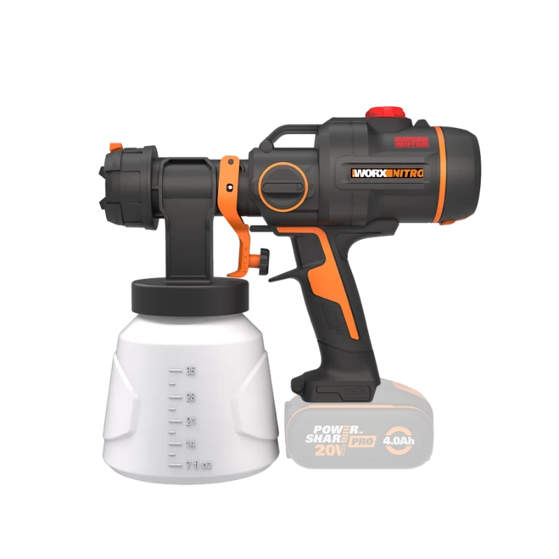 Spruzzatore elettrico WX020.9 20 Volt Brushless con serbatoio 1000 millilitri corpo macchina per verniciatura - Worx