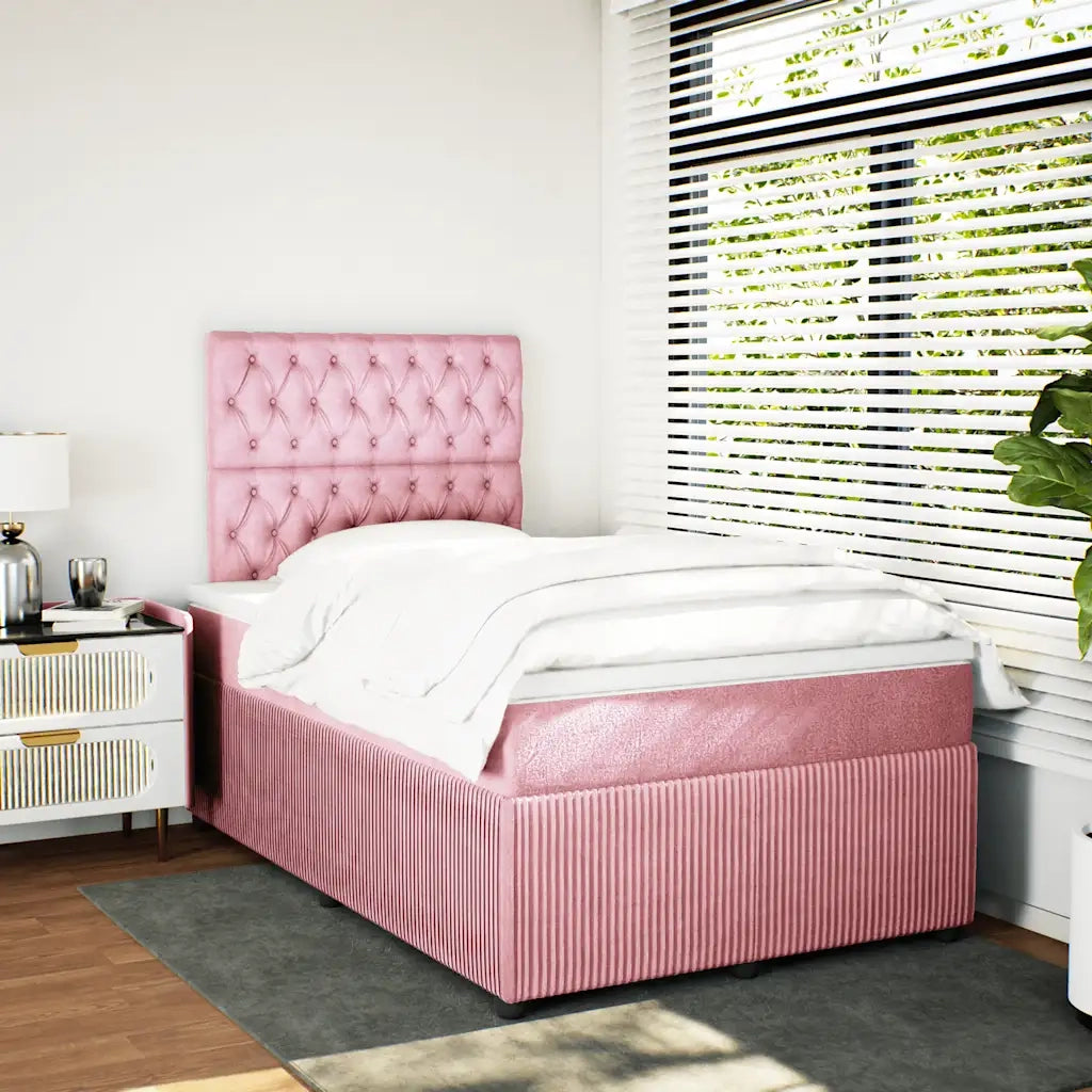 Giroletto a Molle con Materasso Rosa 120x200 cm in Velluto 3294621