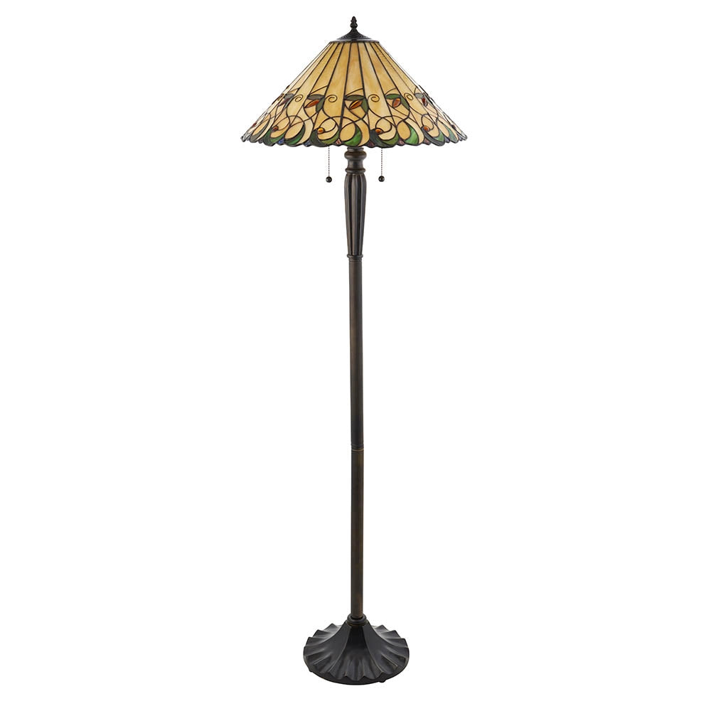 Lampada da terra Tiffany Jamelia, vetro ambra 2xE27