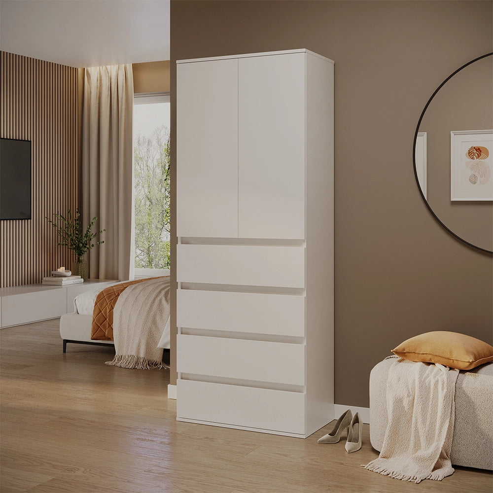 Vicco Armadio Bianco 74 x 191.5 cm con 4 cassetti