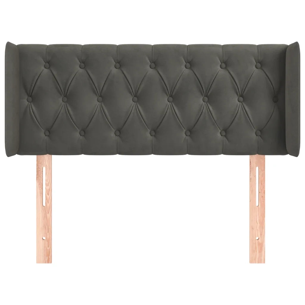 Testiera ad Orecchio-Testata con Orecchie Grigio Scuro 103x16x78/88 cm in Velluto 872087
