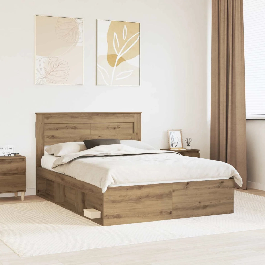 Letto matrimoniale | Letto per adulti | Struttura del letto Rovere Artigianale 140 x 190 cm