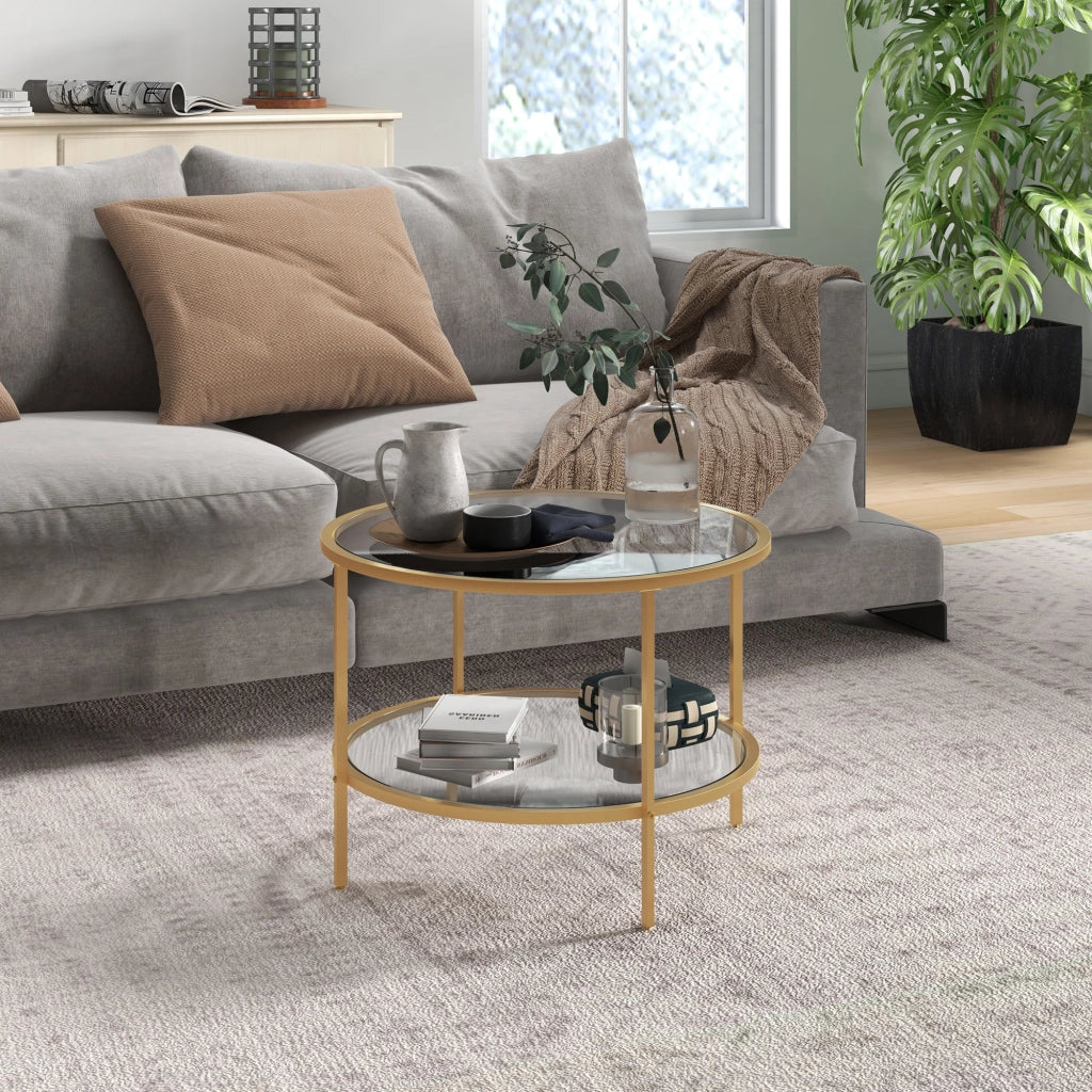 Tavolino da caff¨¨ moderno 2 livelli ¨C zephmum ¨C oro 60x43 cm