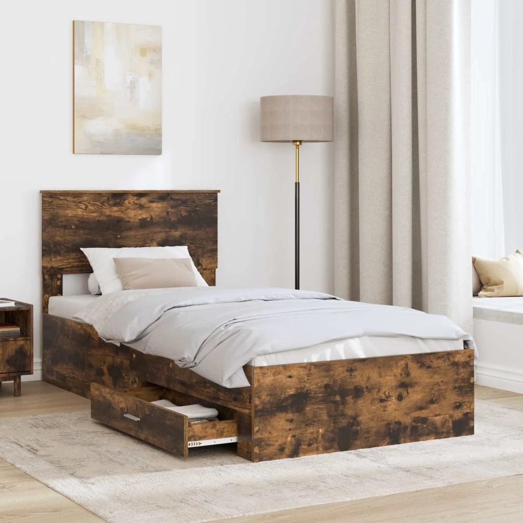 Struttura del letto Rovere Affumicato e Argento 75 x 190 cm