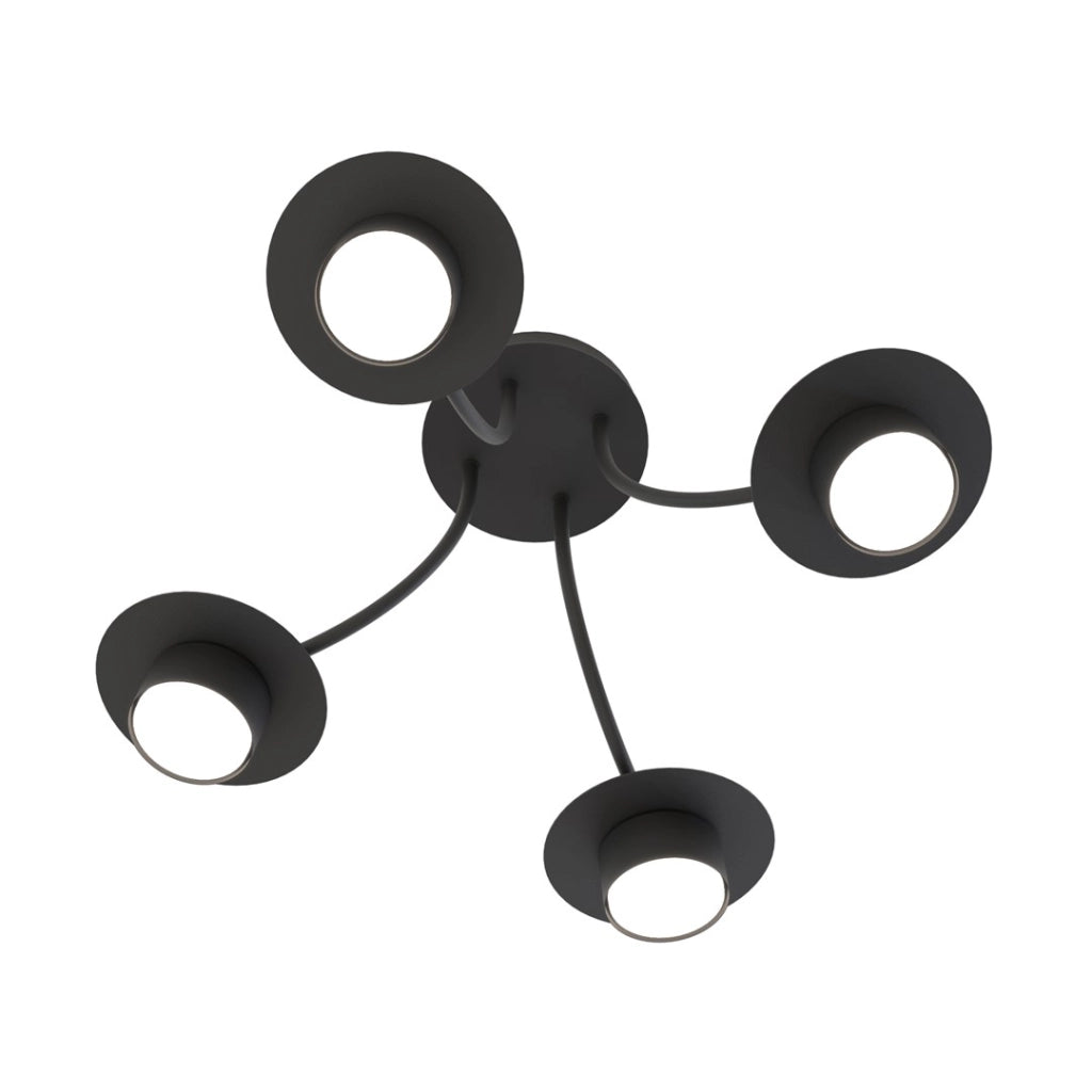 Plafoniera ENSO nera elegante 4 luci GX53 12W Emibig
