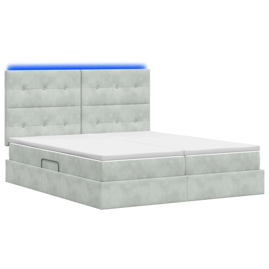 Letto con contenitore LED e materasso Grigio Chiaro 3460266