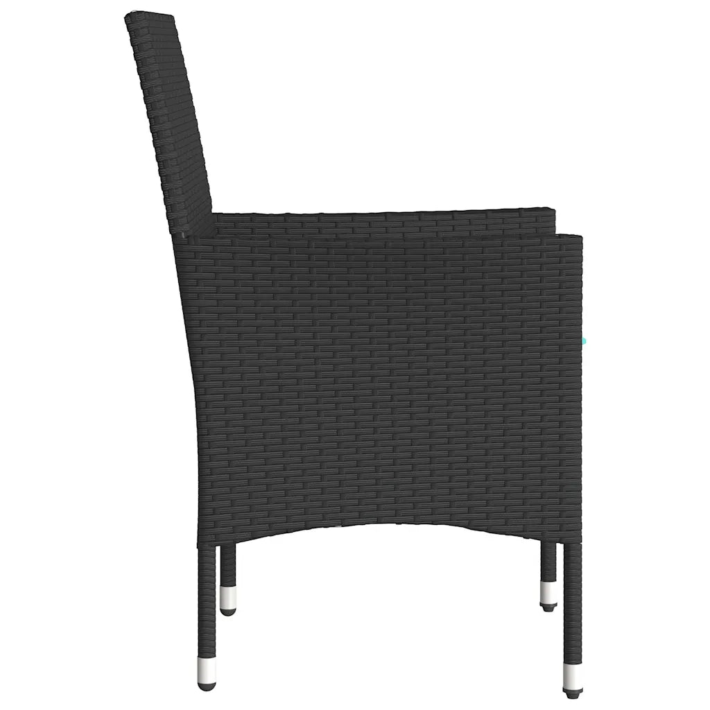 Sedie da Giardino con Cuscini 2 pz Nere in Polyrattan 368118