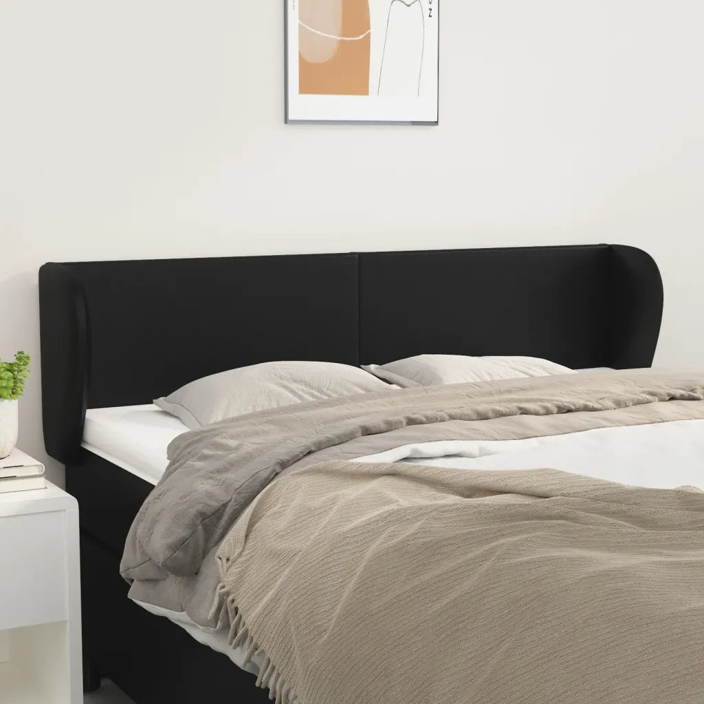 Testiera | Testata ad Orecchio Nera 147x23x78/88 cm in Similpelle
