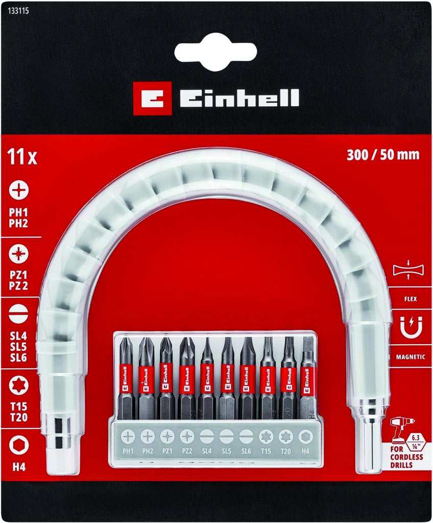 Einhell SET BITS CON ALBERINO FLESSIBILE 11 PEZZI