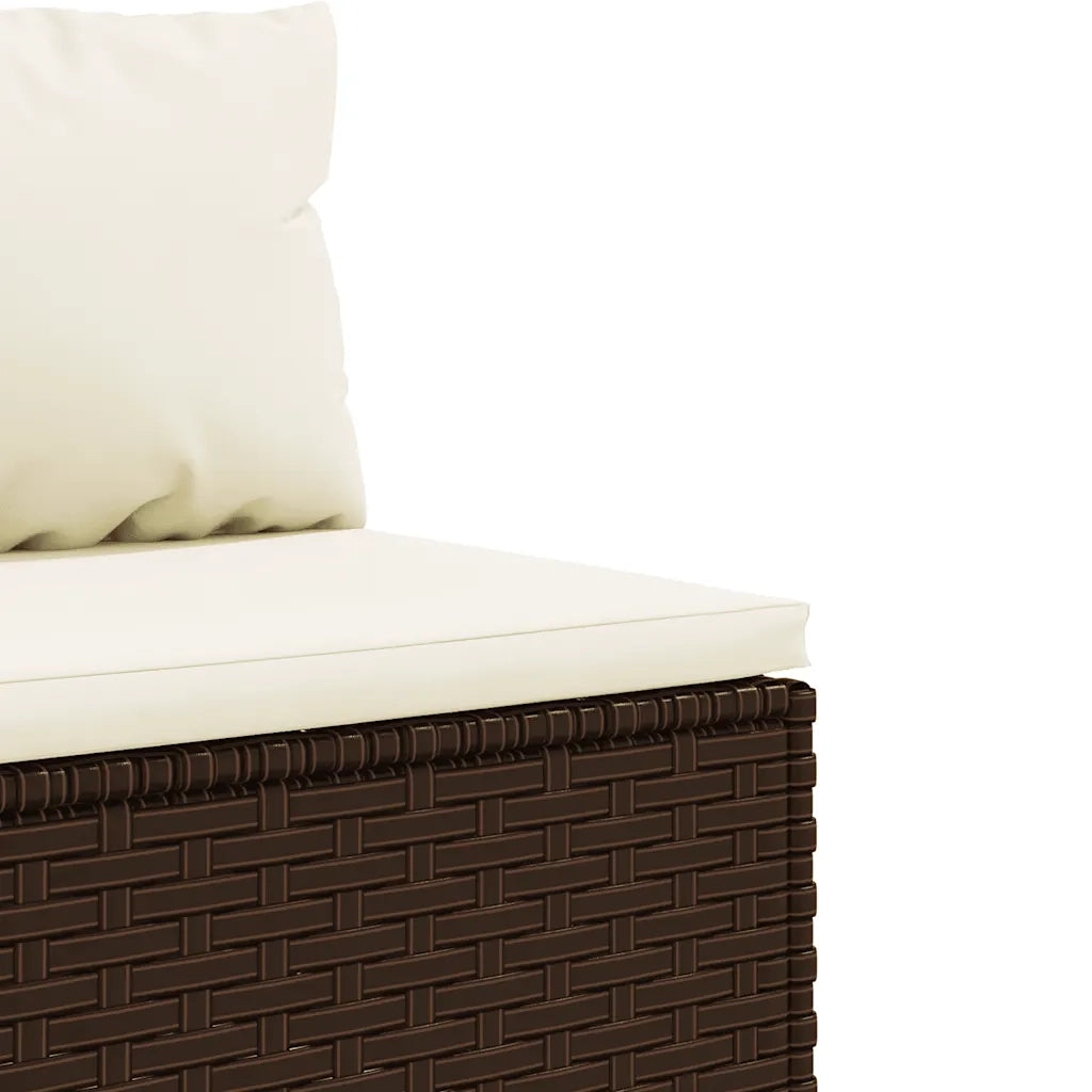 Set Mobili da Giardino 4 pz con Cuscini in Polyrattan Marrone
