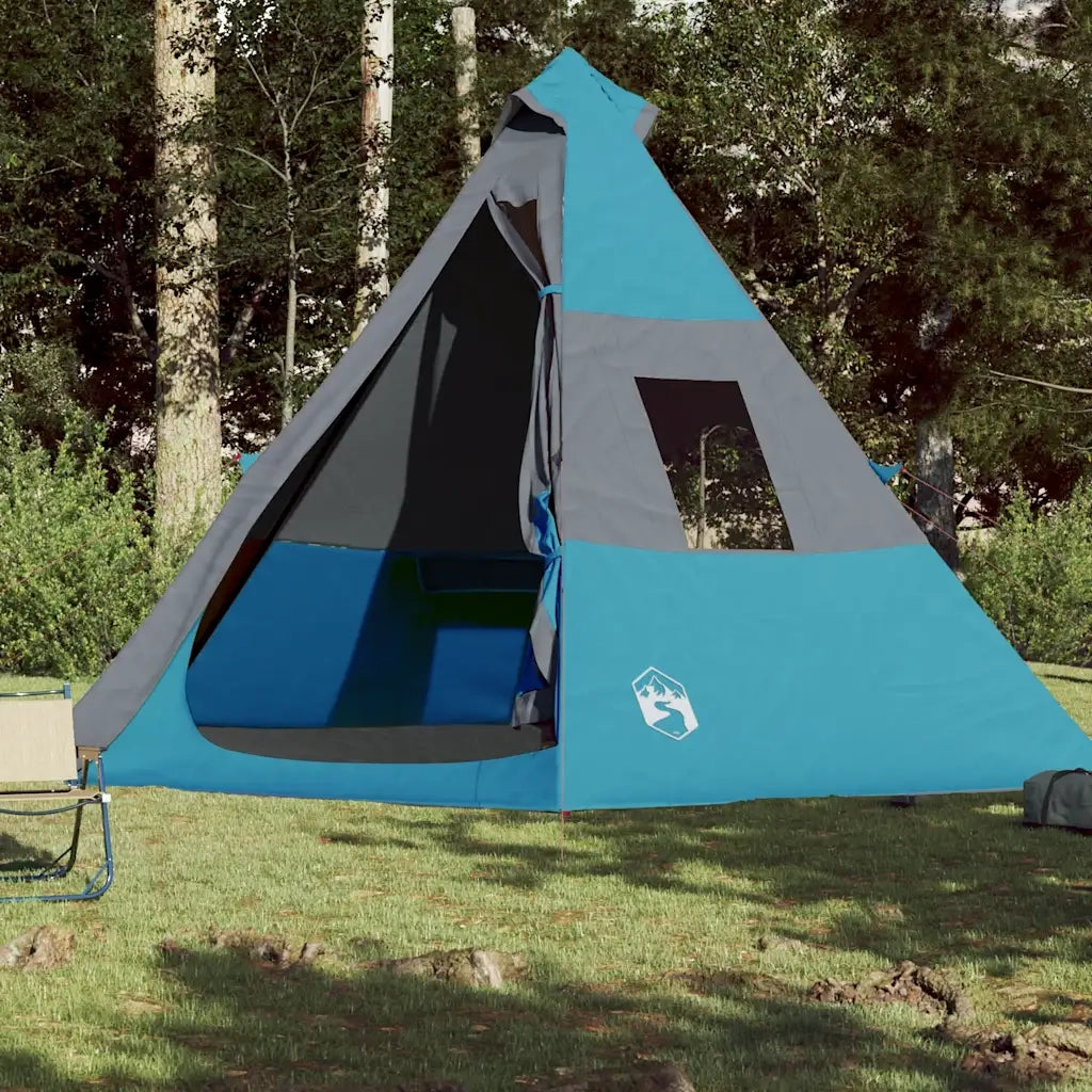 Tenda da Campeggio Tipi per 7 Persone-Tenda per Famiglie Blu Impermeabile