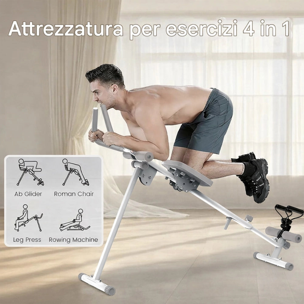AB Machine Grigio Attrezzo Fitness per Addominali Multiuso Pieghevole Vogatore