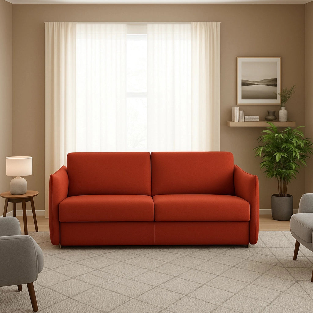 Severo, Divano Fisso 3 Posti Sfoderabile Made in Italy, 200x95 cm Arancione