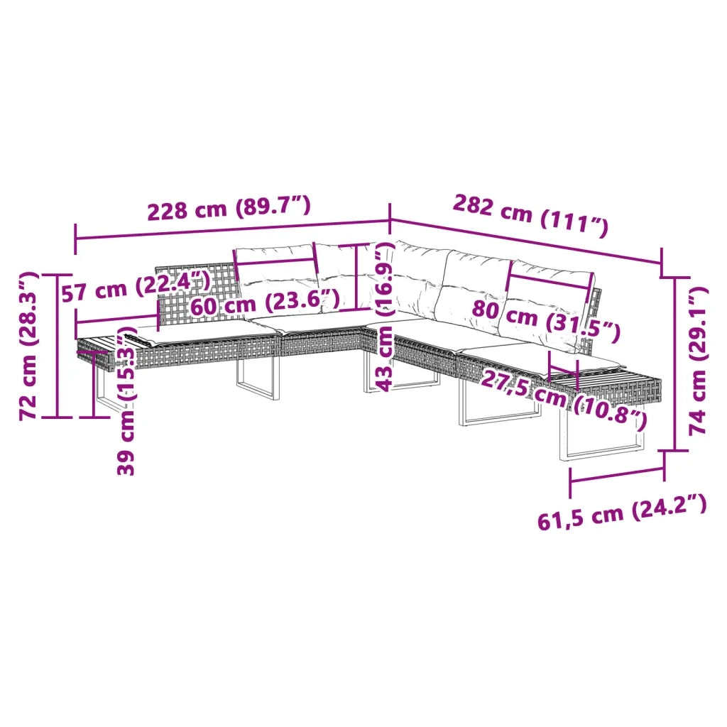 Set Divani da Giardino 2pz con Cuscini Grigio Polyrattan Acacia 3277499
