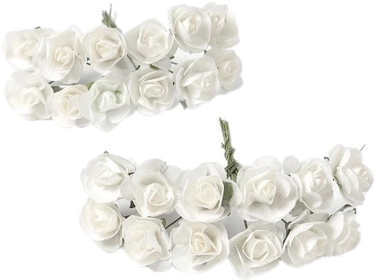 Decorazione di Festa con Rose Artificiali - 12 Stuks - Fiori di Papier - Rose Miniature - Decorazione DIY - Dimensione 8 cm