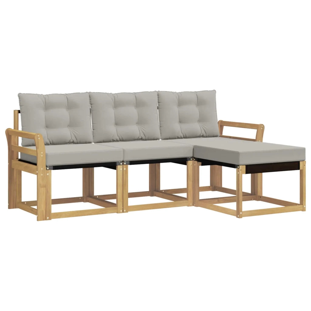 Set di divani da esterno 4 pz Bianco e Grigio Chiaro 3389357