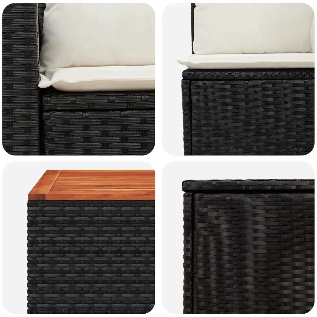 Set di divani 6 pz Nero e Bianco Crema 3447560