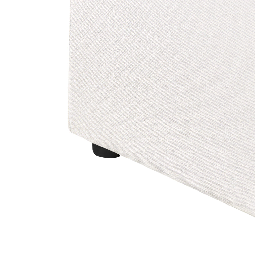 Letto Matrimoniale con Contenitore in tessuto bianco sporco 160 x 200 cm con testiera a doghe