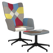 Poltrona | Sedia Relax con Sgabello in Tessuto Patchwork