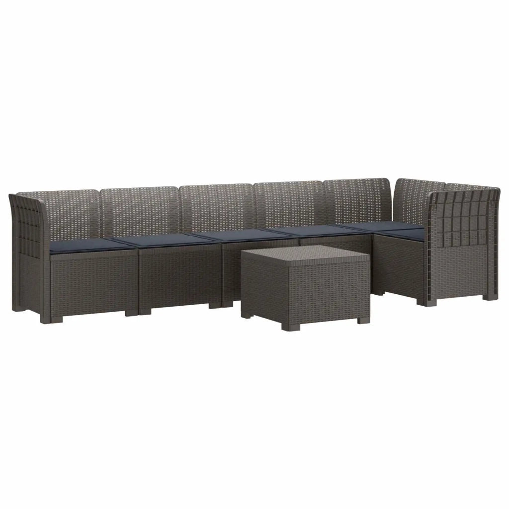 Divano da Giardino 6 Posti con Cuscini Aspetto Rattan PP 3444121
