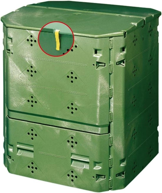 Compostatore per l'intero anno - Capacità 400 l (per rifiuti di giardino e cucina, con coperchio di riempimento e protezione dal vento, resistente ai raggi UV e al tempo, realizzato con plastica riciclata) 20161