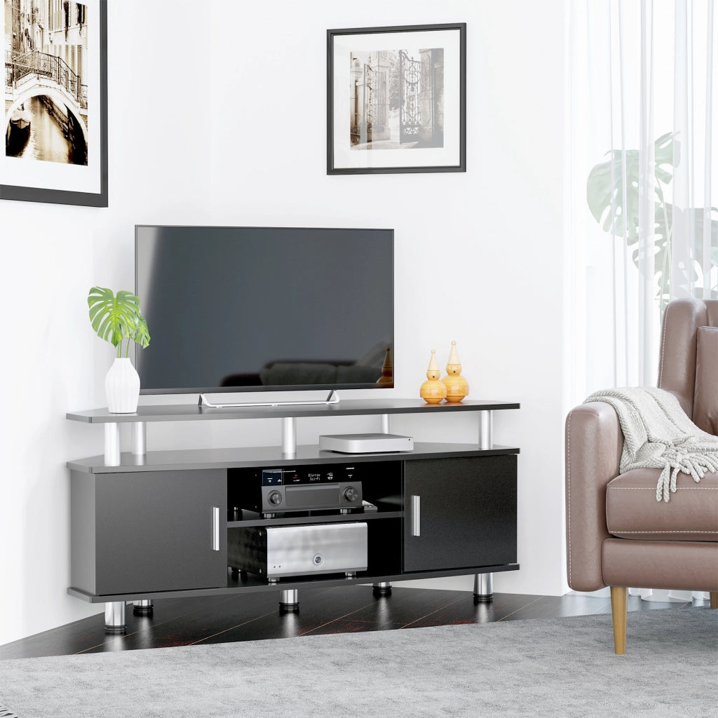 Mobile TV con ripiani e ante ¨C zephmum ¨C nero 120x40x52 cm