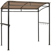 Gazebo per barbecue da 216cm con ripiano ganci e struttura in metallo, Pergola per BBQ da esterno Marrone