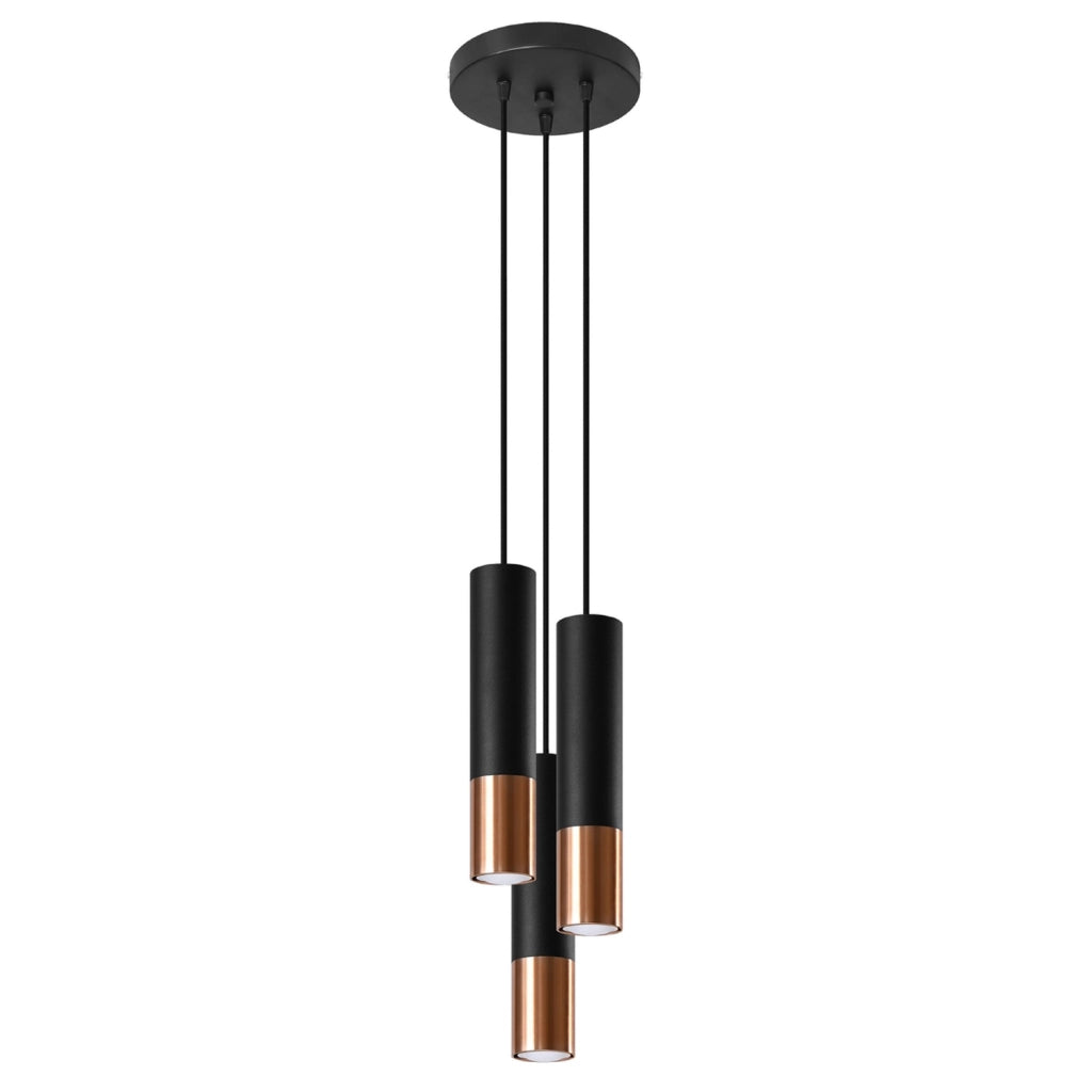 Lampada da soffitto moderna LOOPEZ in rame nero opaco a 3 luci GU10 20x20x90cm