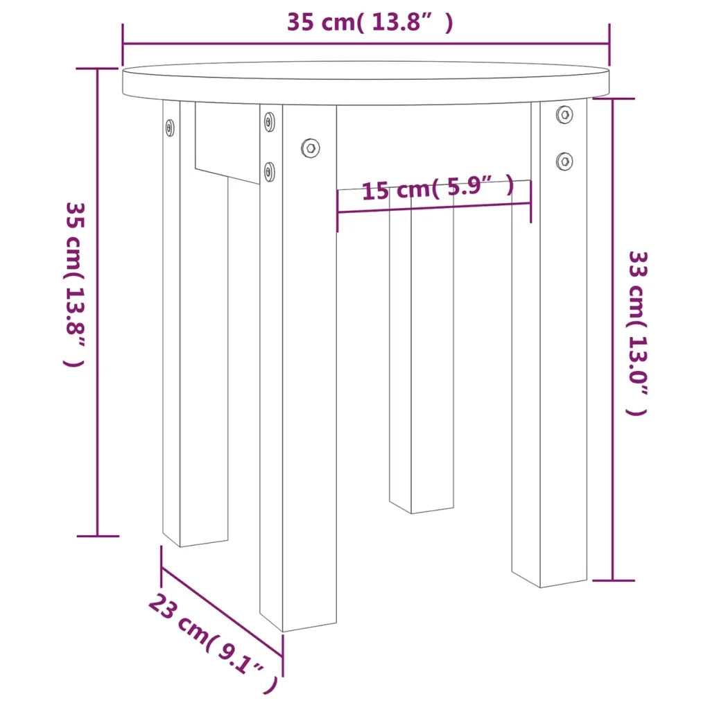 Tavolino da Salotto Nero Ø 35x35 cm in Legno Massello di Pino 822341