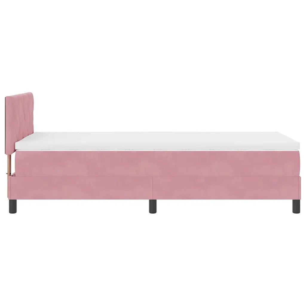 Letto a Sorgente LED con materasso Rosa 100 x 200 cm Velluto 3342703
