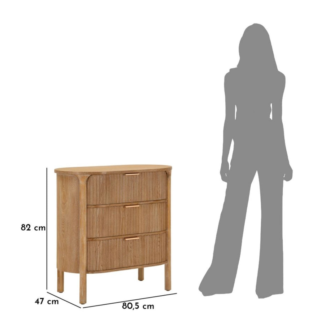 Cassettiera VKH753, Marrone, Legno, 80,5x47x82 cm