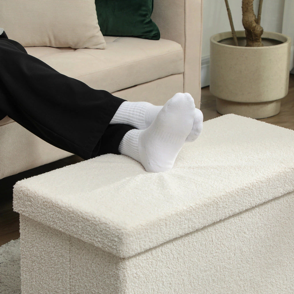 Pouf con contenitore e coperchio ¨C zephmum ¨C crema