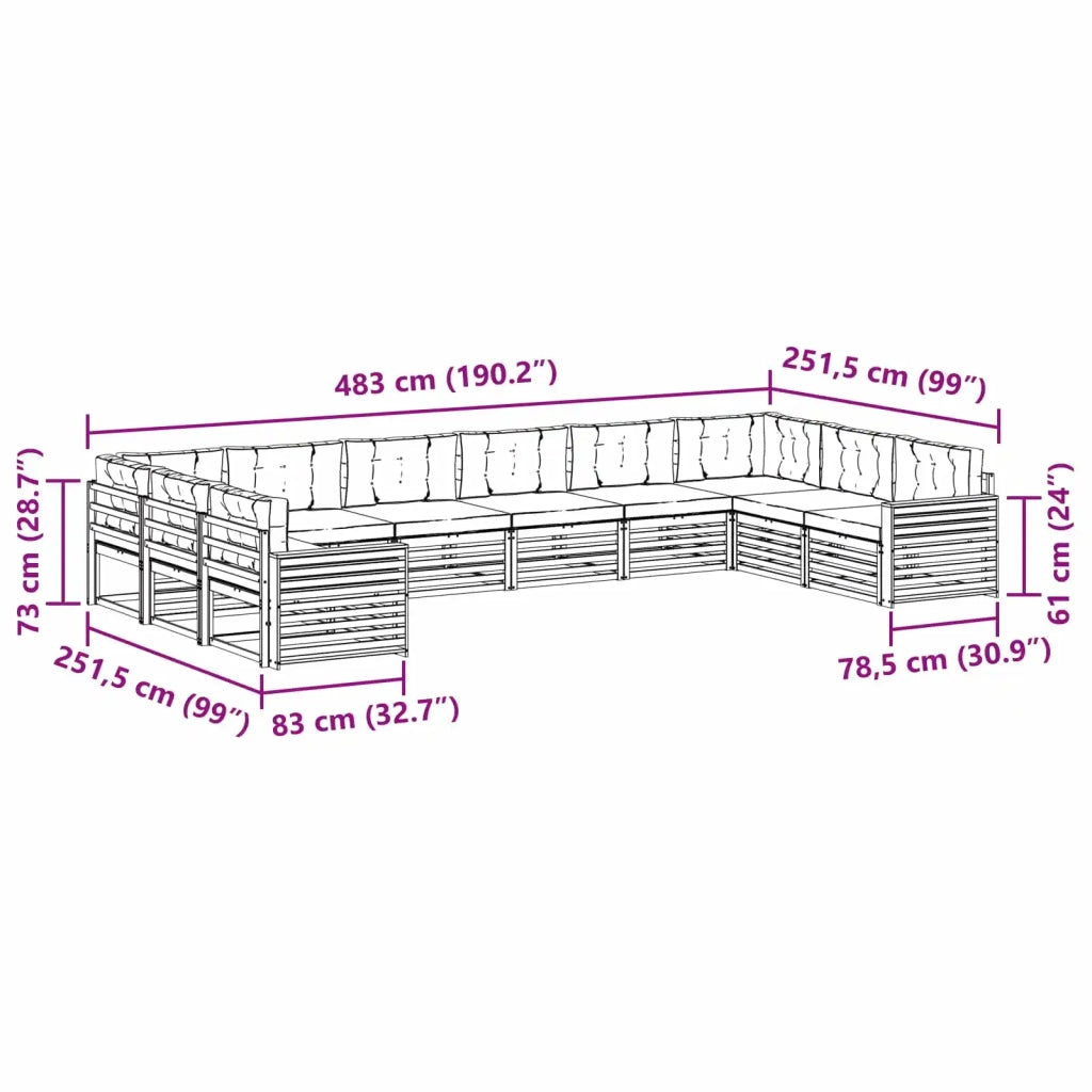 Set divani Legno di Acacia Massello 3391243