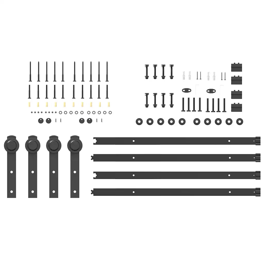 Kit di Binari per Porte Scorrevoli 200 cm Acciaio Nero 3295722