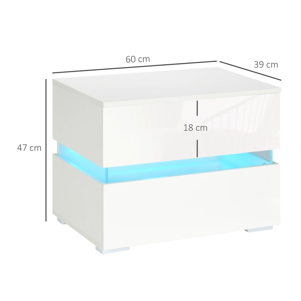 Comodino con luce LED ¨C zephmum ¨C Bianco 60x39x47