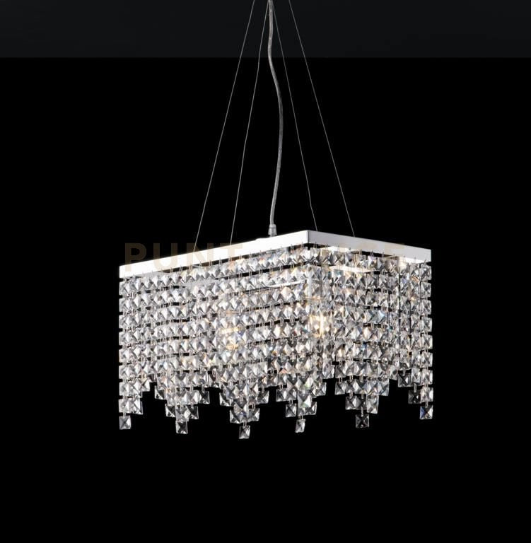 Sospensione in ottone e ferro cromato 2 luci con strass Penelope