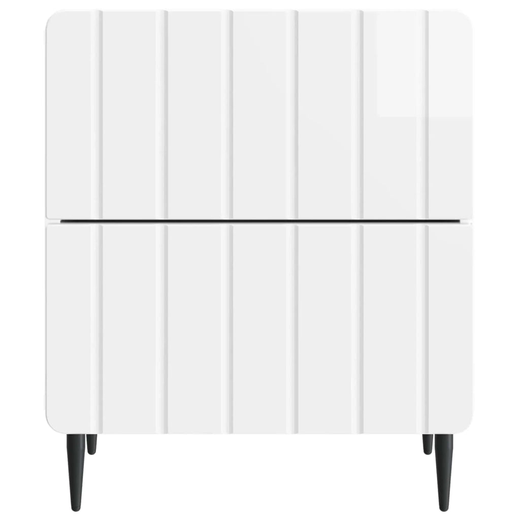 Set di 2 Comodini | Armadio da Notte | Mobiletto da notte Bianco Lucido 43 x 34,5 x 49,5 cm