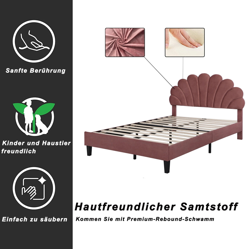 letto imbottito velluto rosso fagiolo 140 x 200 cm