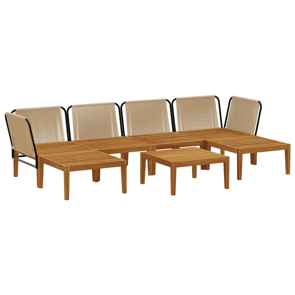 7 pcs Legno massiccio di acacia e corda Naturale 3407784
