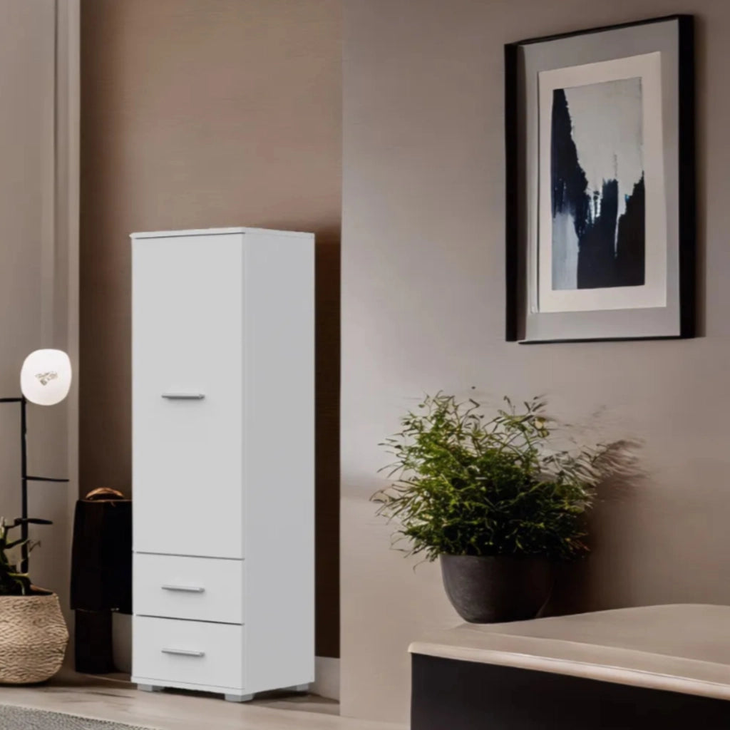 Armadio FAUSKE - 2 Cassetti - Bianco - Larghezza 40 cm, Altezza 130 cm, Profondit? 36 cm